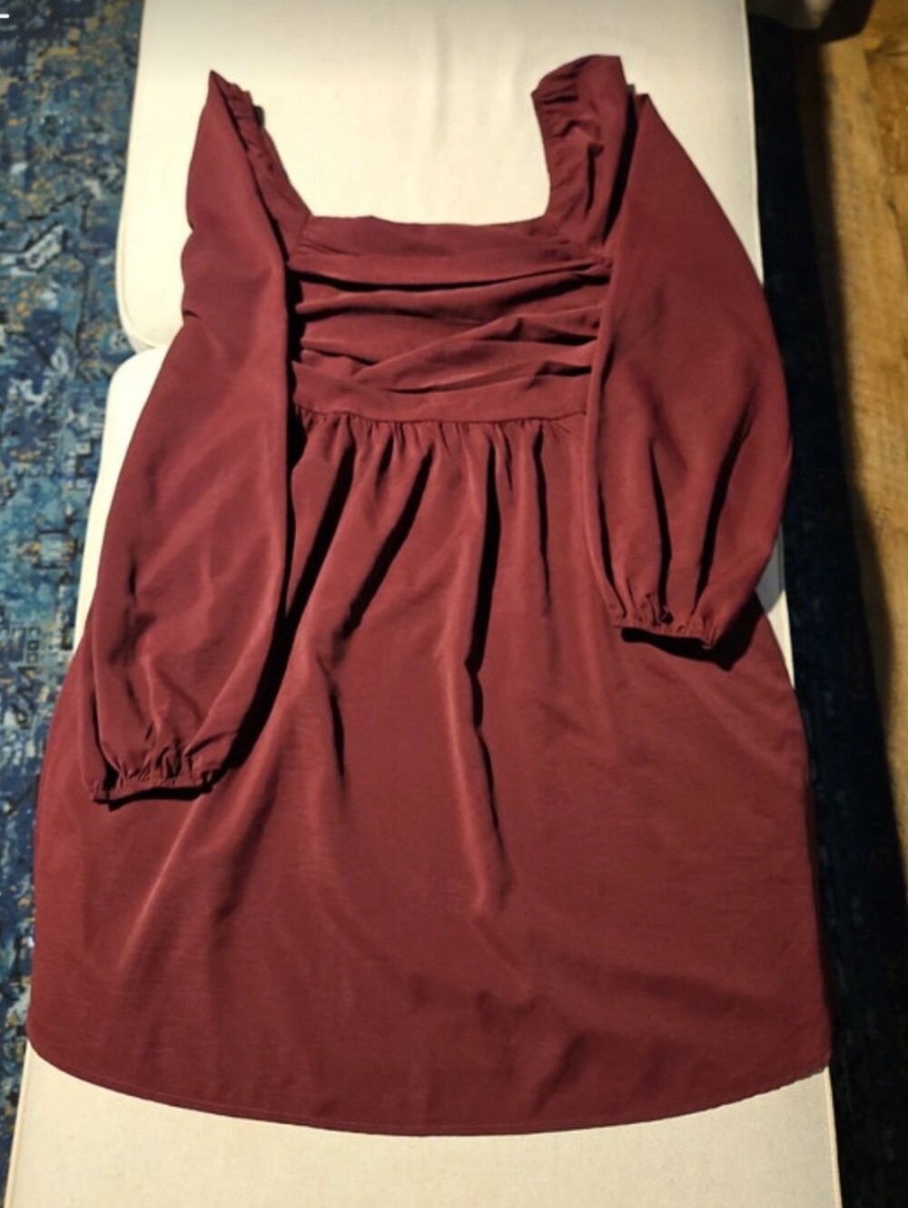 Women's Burgundy Square-Neck Long Sleeve Tunic